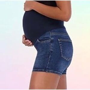 Savi Parker Knit Denim Maternity Shorts Over Belly Size XL New With Tags